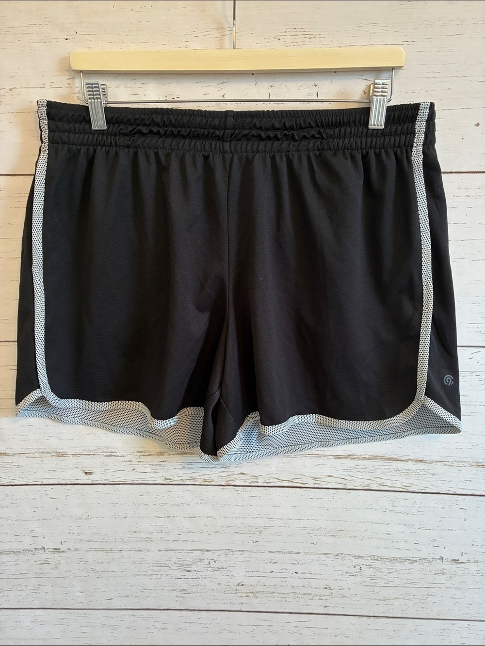 Champion Women's Black Athletic Shorts with Light Gray Trim, size XL, NWOT